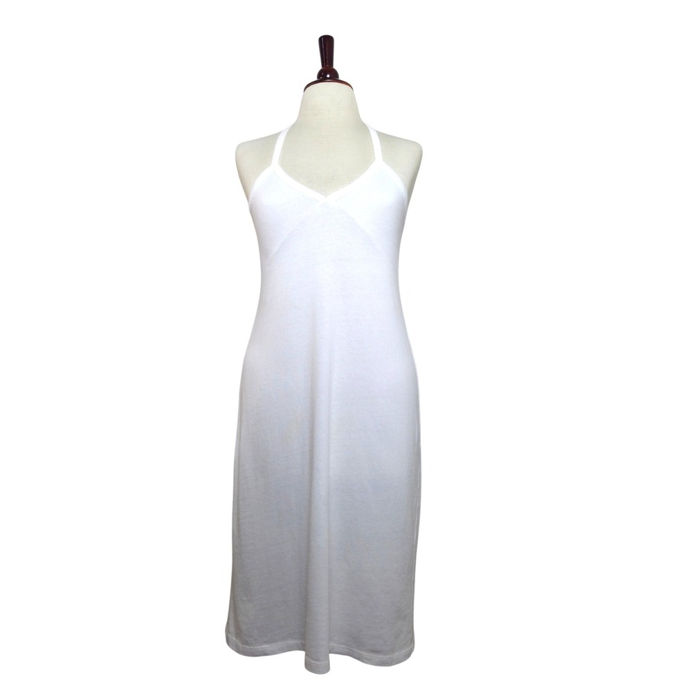 Khaite White Cotton Halter Midi Dress V-Neck Open Back Small NWT